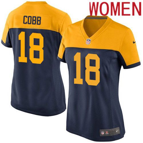 Women Green Bay Packers 18 Randall Cobb Navy Blue Nike Alternate Game NFL Jersey